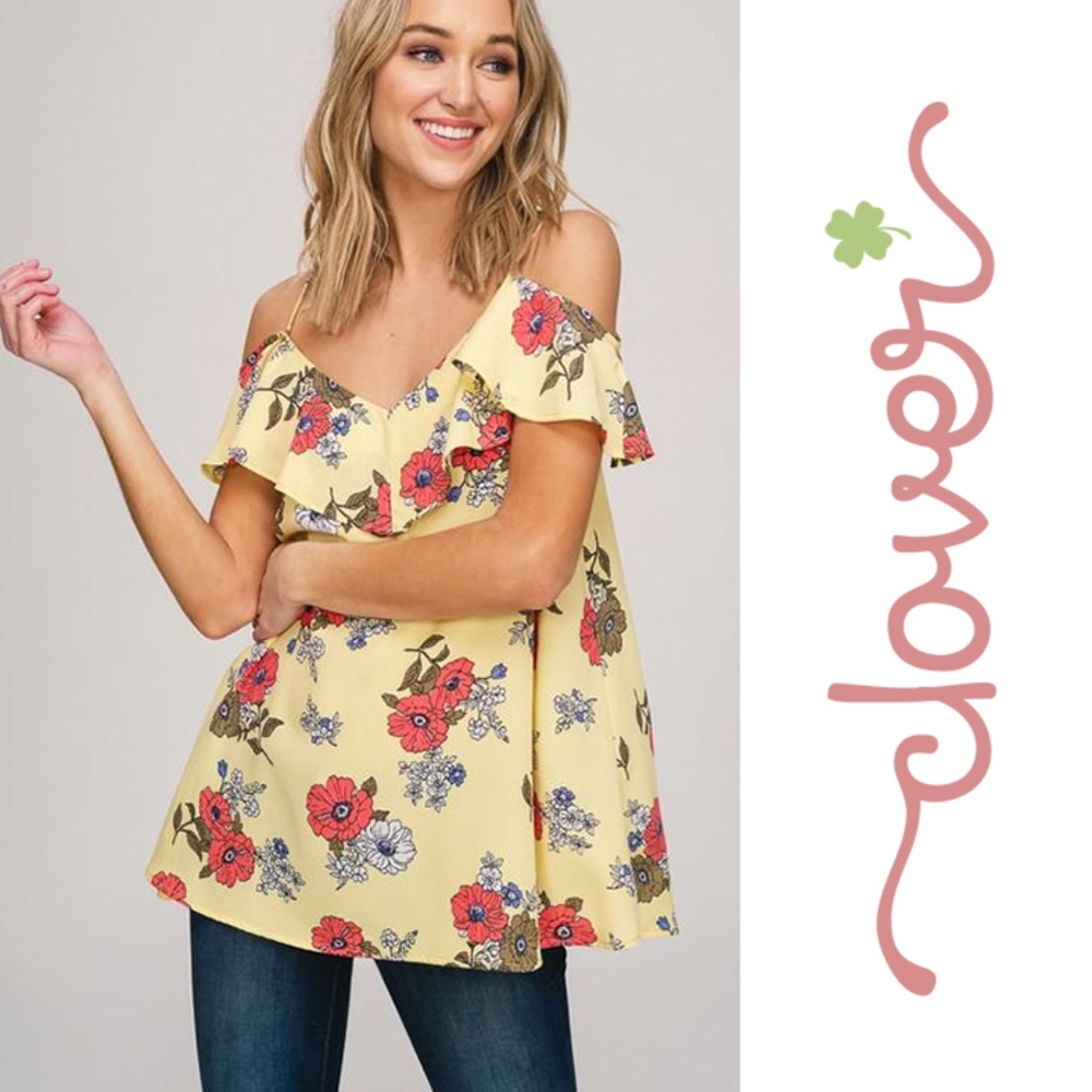 Floral Open Shoulder Top
